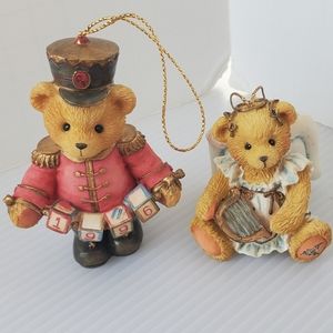 Lot Of 2 Cherished Teddies Ornaments Christmas Angel Toy Soldier 1996 1993 Bears
